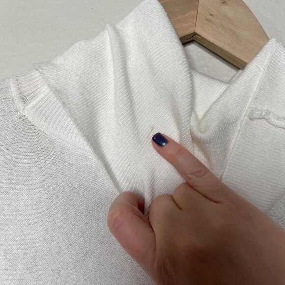 Joseph Ribkoff Womens Colorblock White Gray Knit Cowl Neck Poncho Sweater XS - Picture 6 of 11